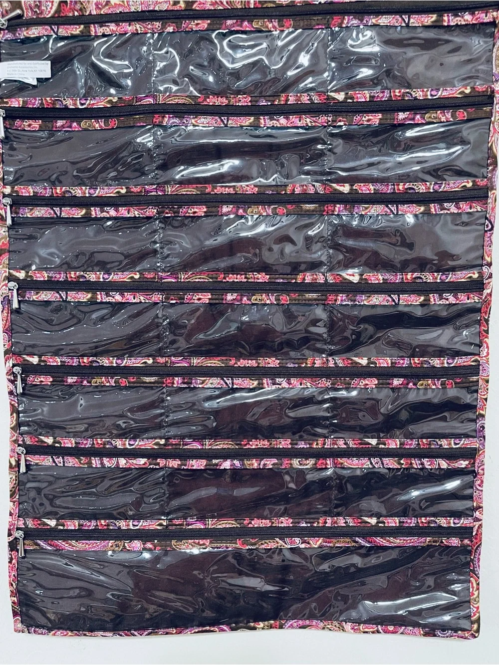 Raymond Waites Hanging Jewelry Organizer Paisley Double Sided Zippered Pockets